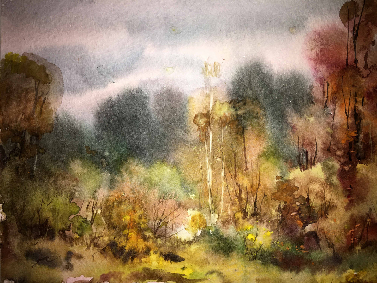 Watercolor painting "Autumn Gold" by artist Viktor Mikhailichenko