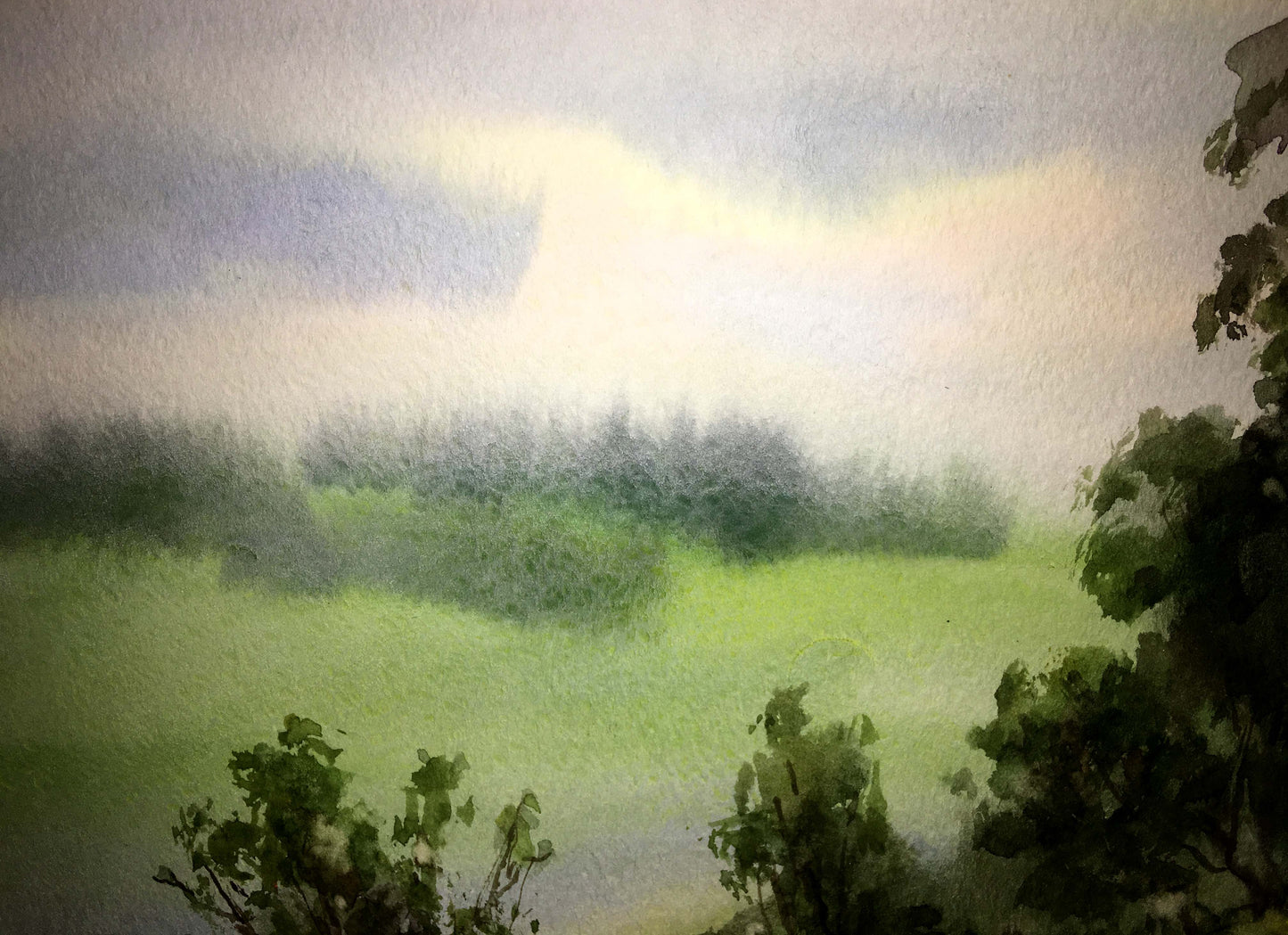 Green edge watercolor painting Viktor Mikhailichenko