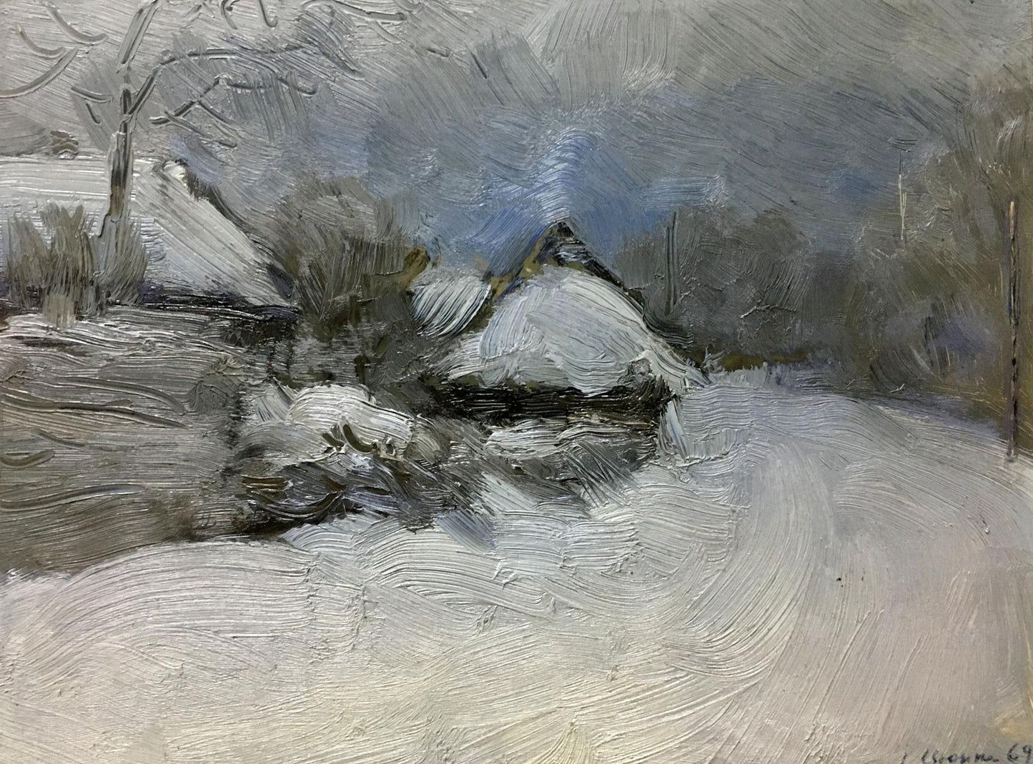 Oil painting Winter landscape Ivan Kirillovich Tsyupka