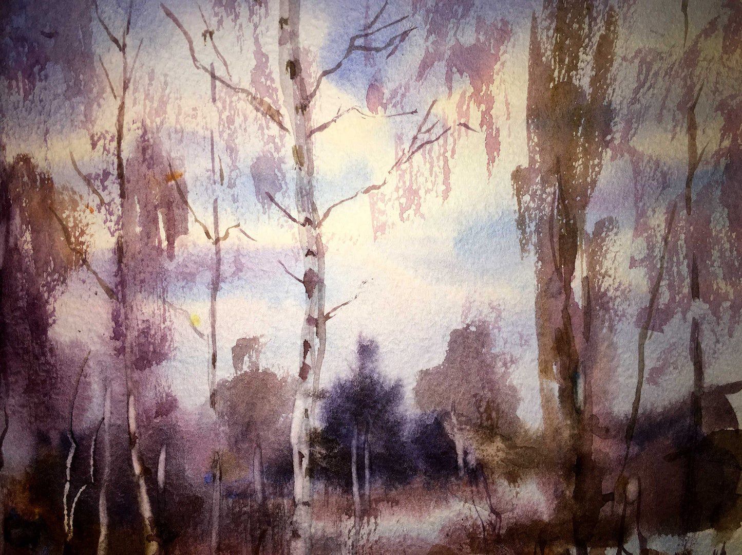 End the winter watercolor painting Viktor Mikhailichenko