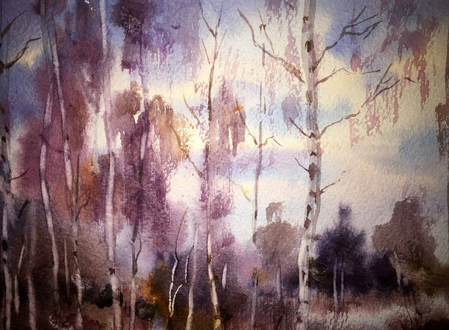 End the winter watercolor painting Viktor Mikhailichenko