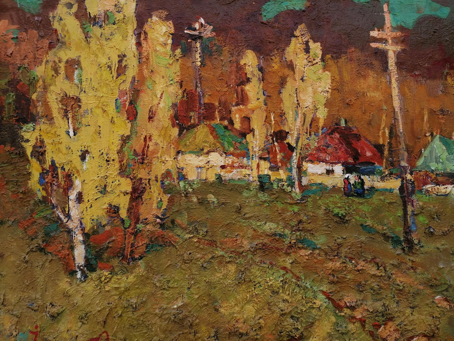 Oil Painting Village landscape Art Autumn Landscape