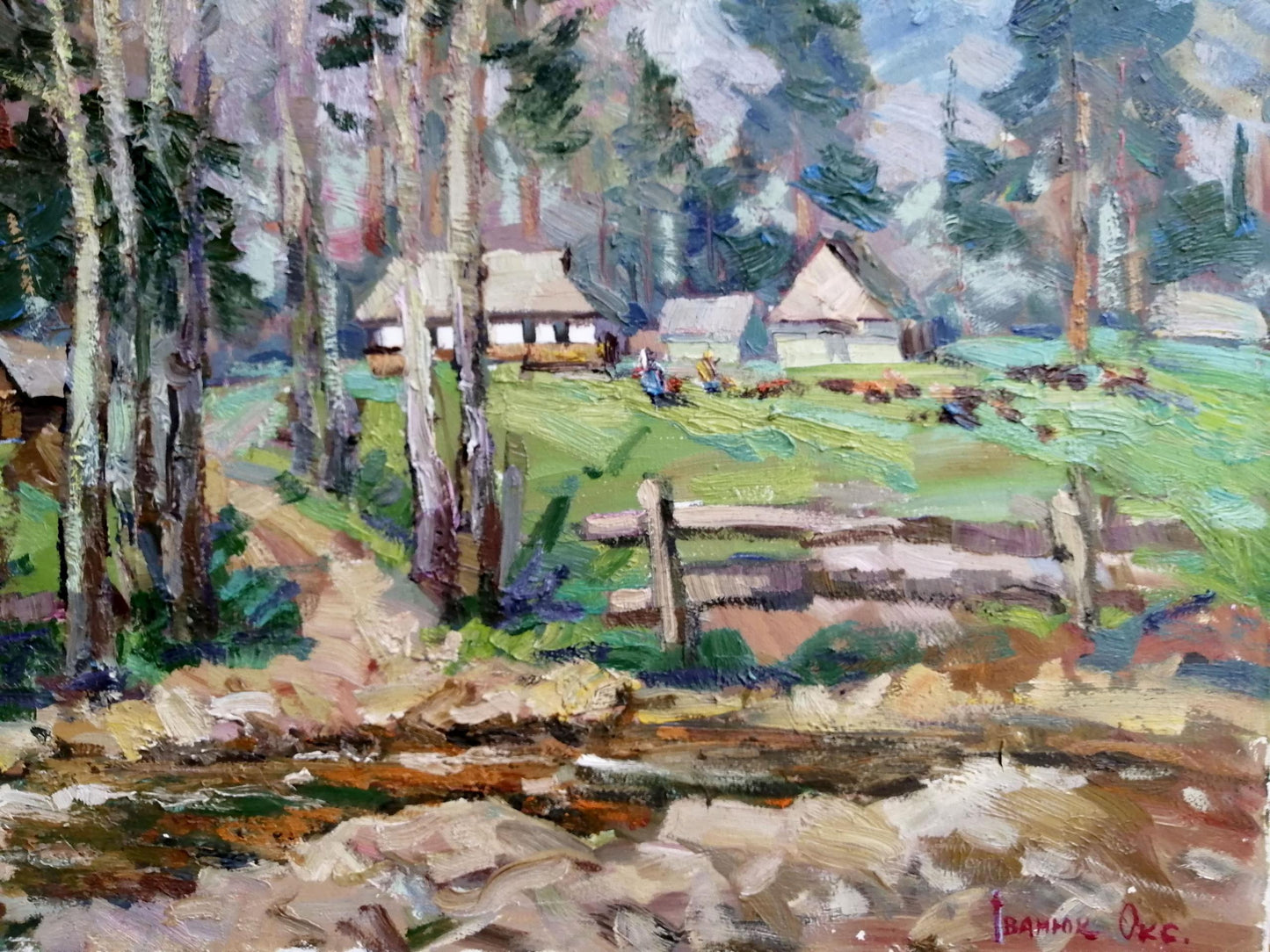 Oil Painting Nature Landscape Village landscape ArtMountain Landscape