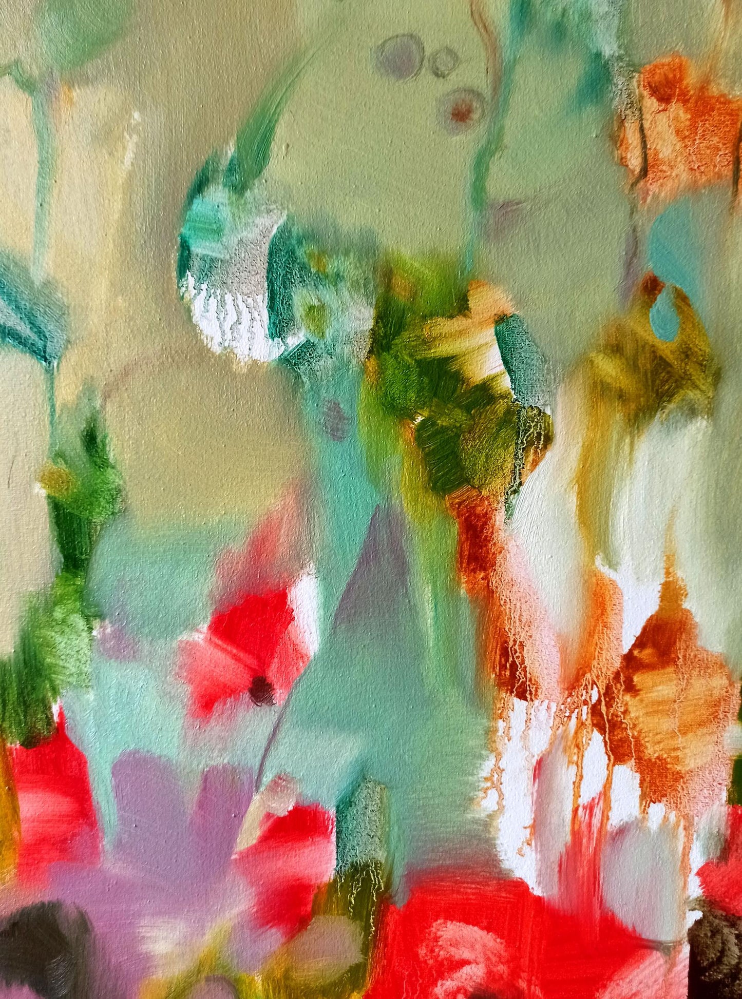 Abstract oil painting Crimson Petal Medley Anatoly Tarabanov