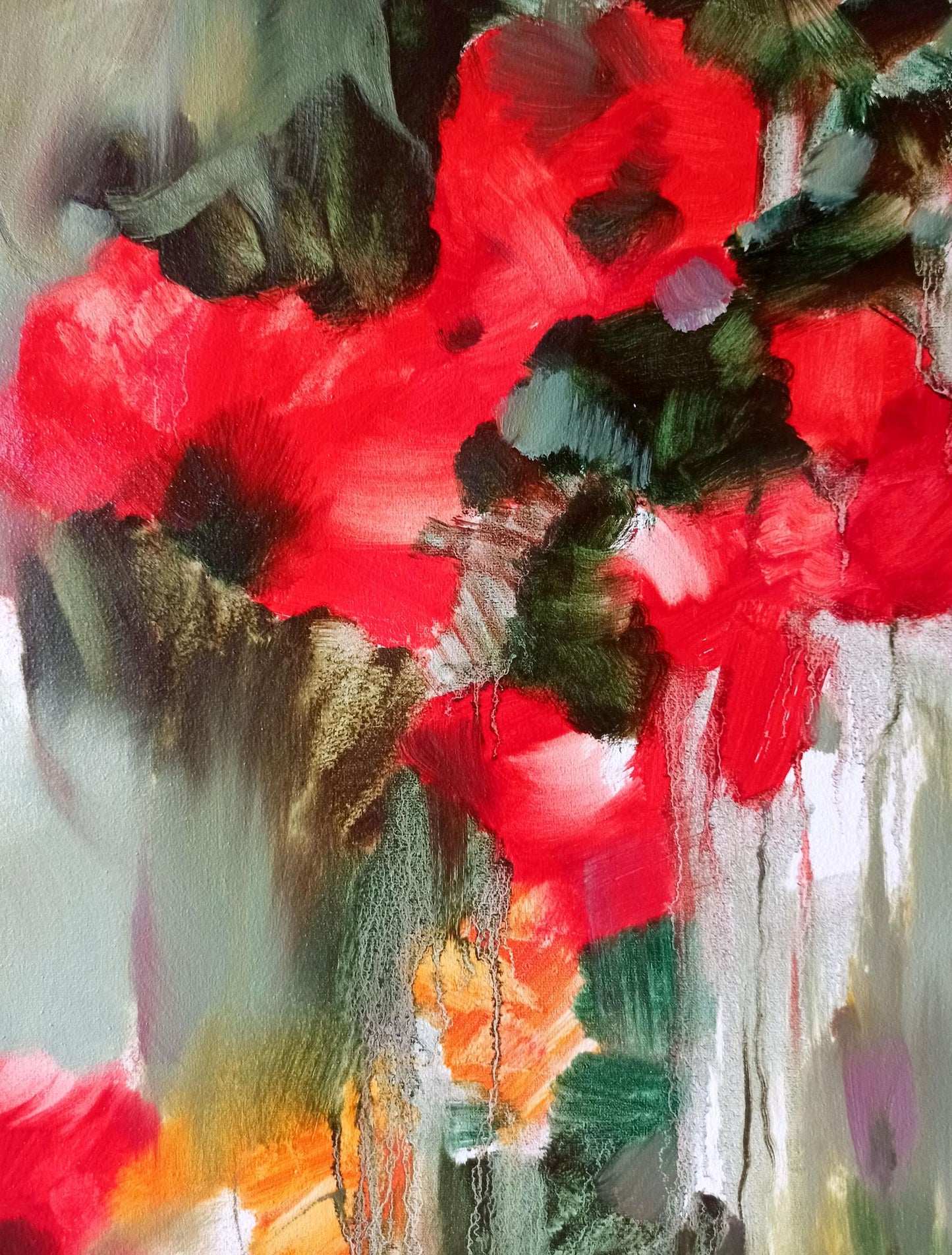 Abstract oil painting Crimson Petal Medley Anatoly Tarabanov