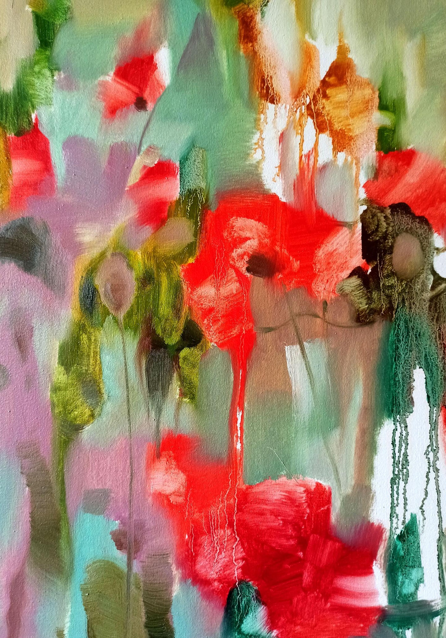 Abstract oil painting Crimson Petal Medley Anatoly Tarabanov