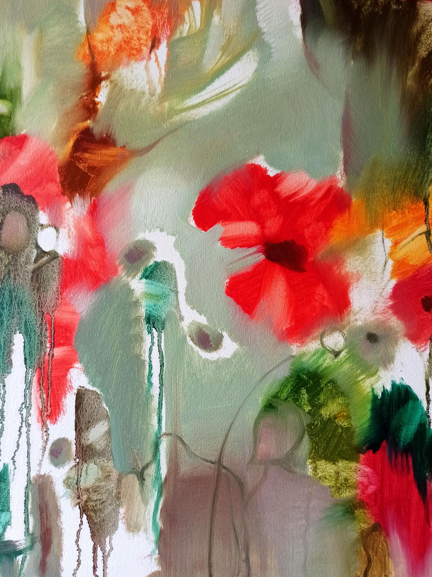 Abstract oil painting Crimson Petal Medley Anatoly Tarabanov