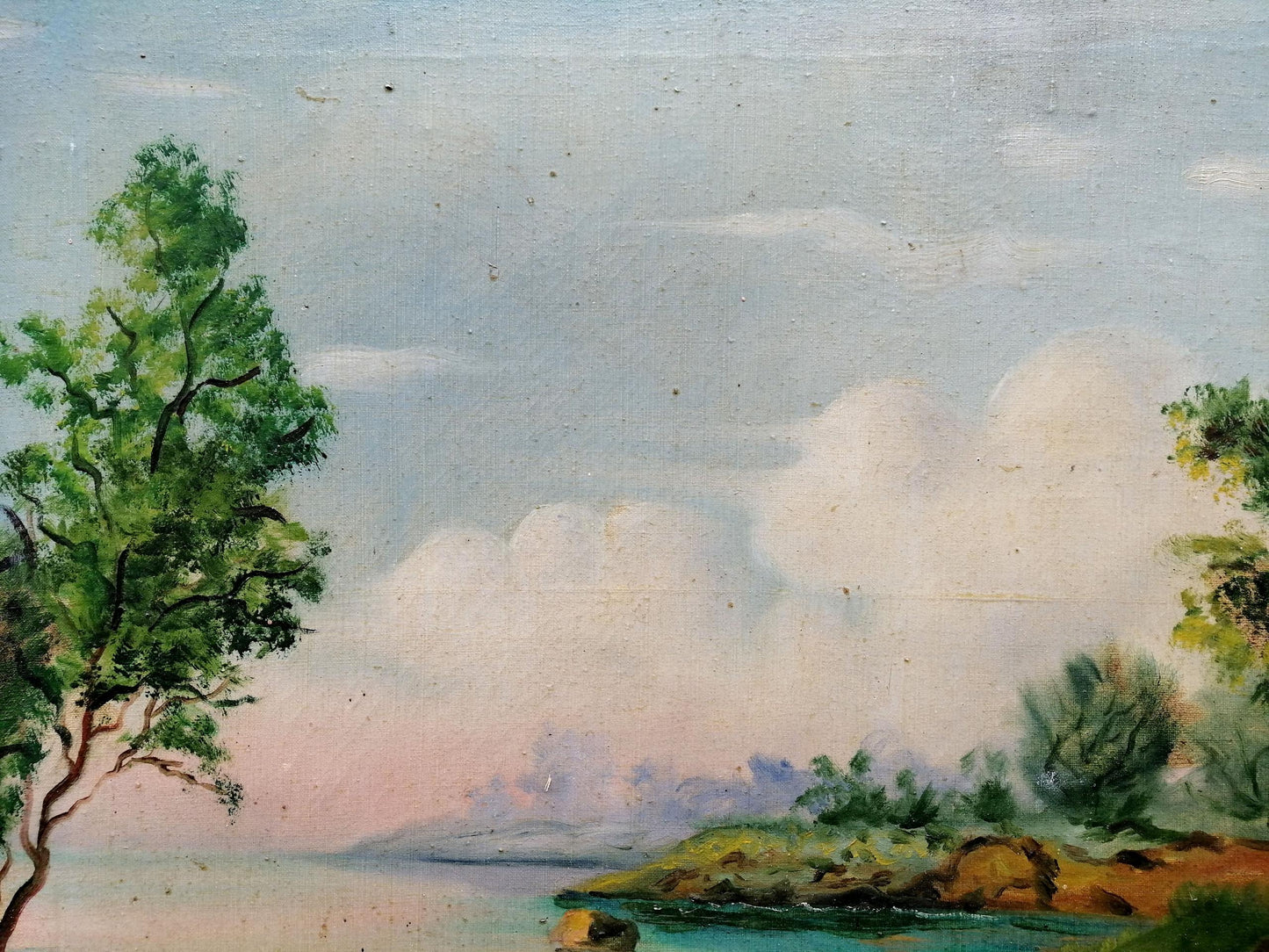 Oil painting Houses by the river Unknown artist