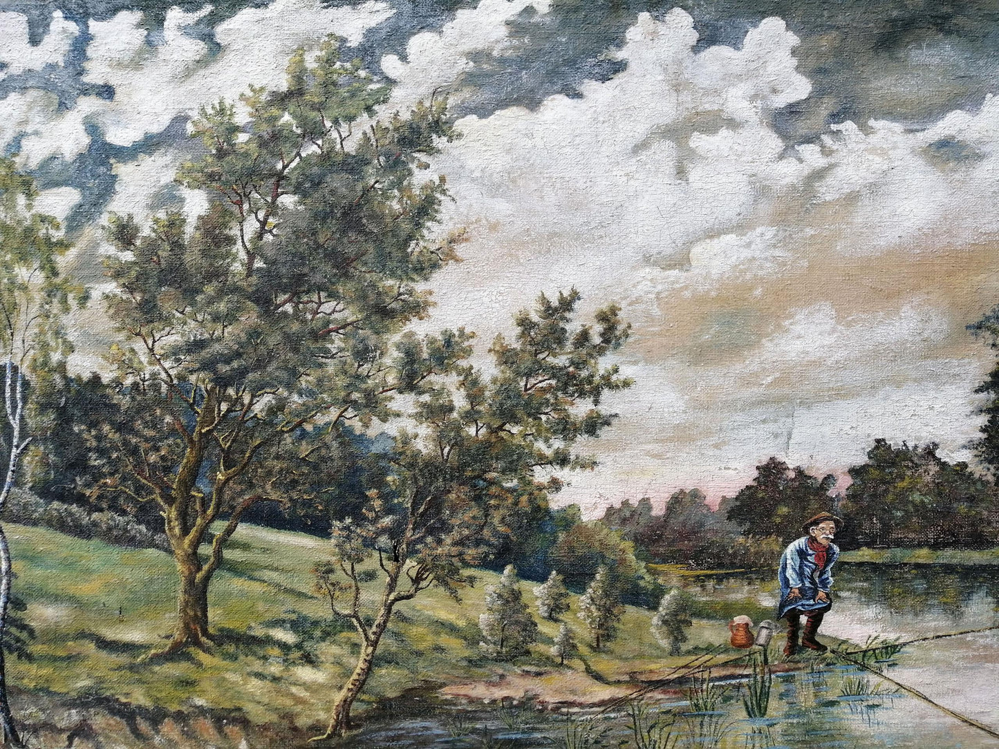 Oil painting Fishing Unknown artist