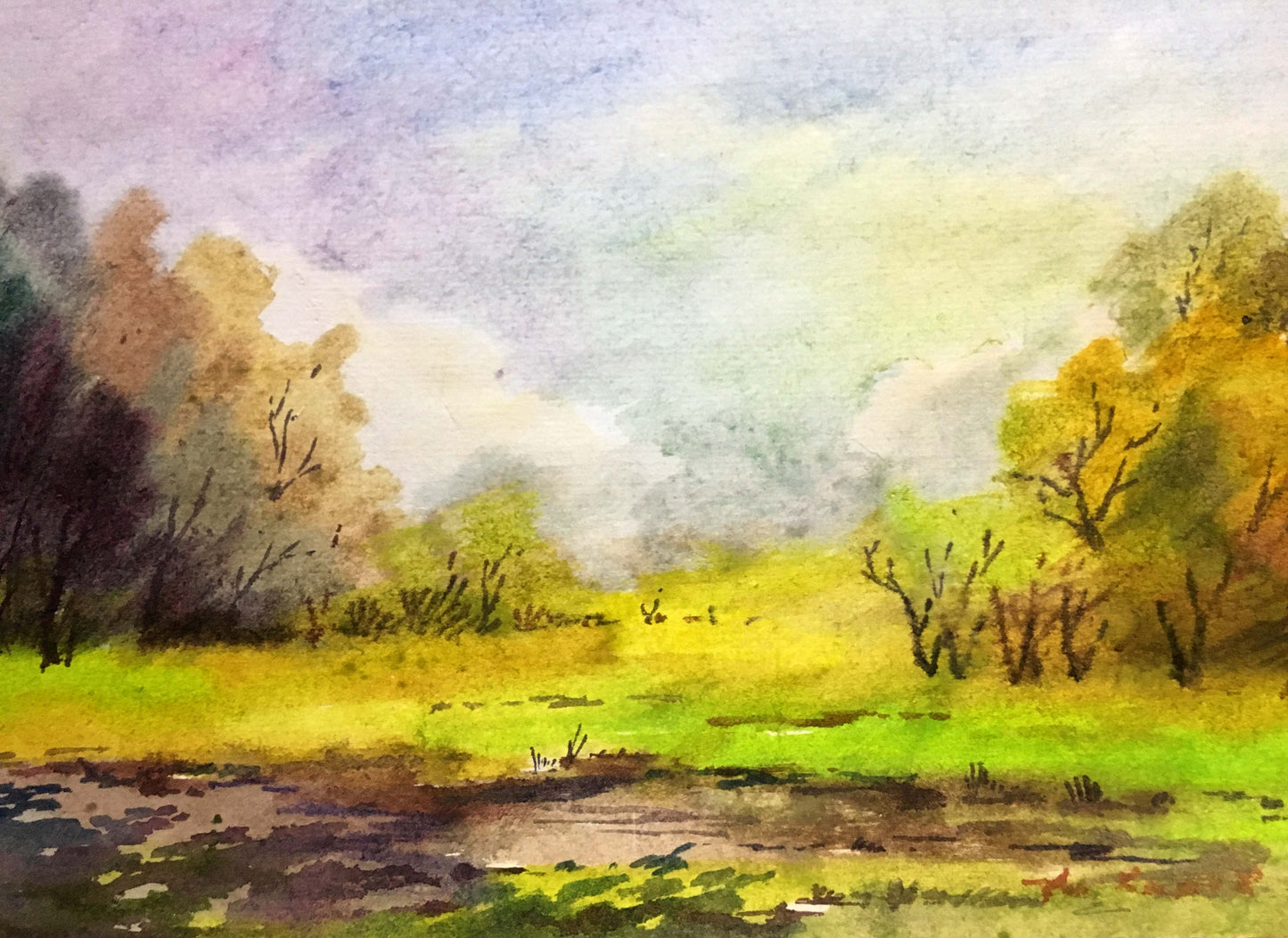 Summer landscape watercolor painting A. Horov