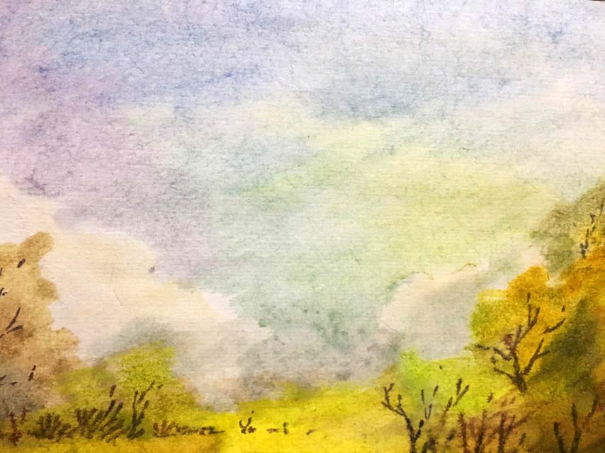 Summer landscape watercolor painting A. Horov