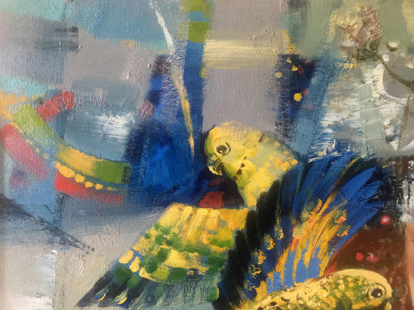 Abstract oil painting Feathered friends Anatoly Borisovich Tarabanov