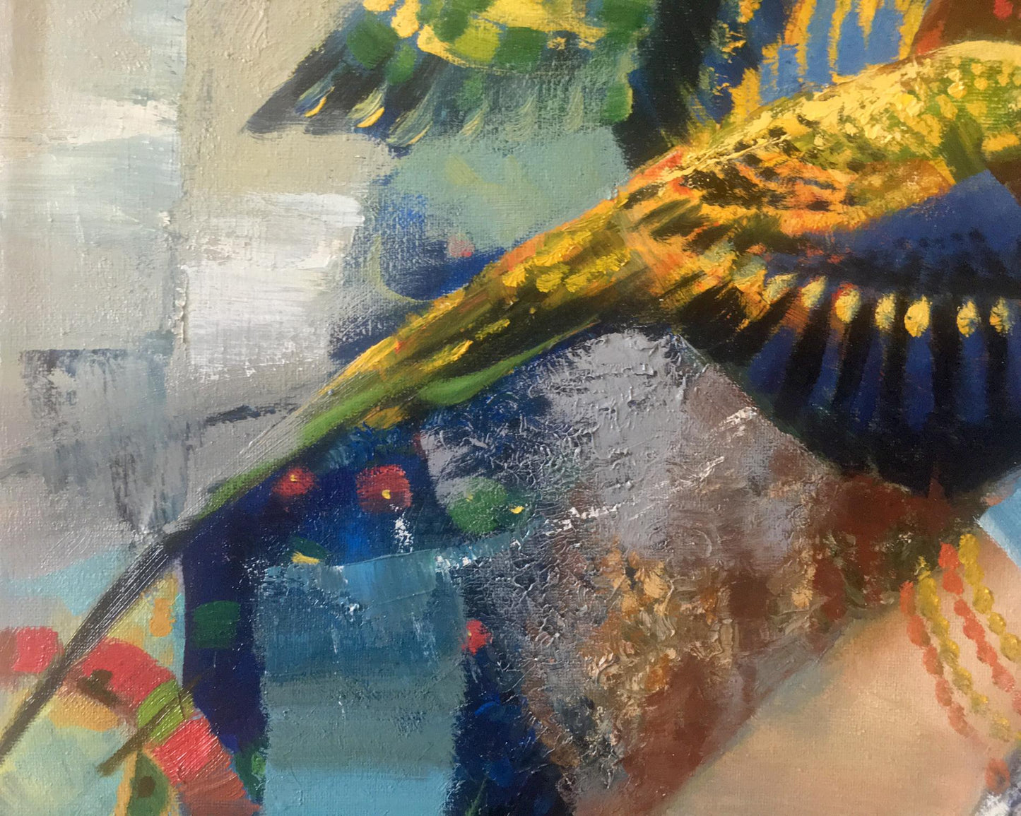 Abstract oil painting Feathered friends Anatoly Borisovich Tarabanov