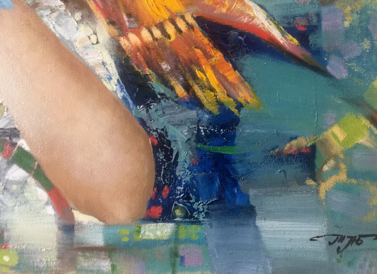 Abstract oil painting Feathered friends Anatoly Borisovich Tarabanov