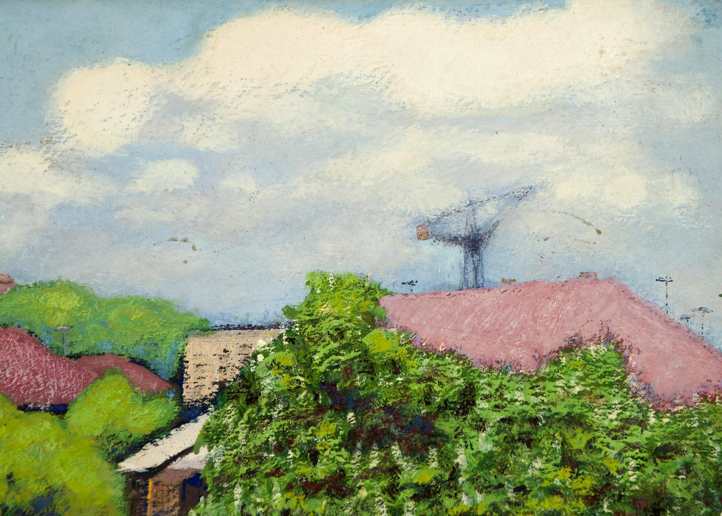 Oil Painting Summer Landscape in the Village