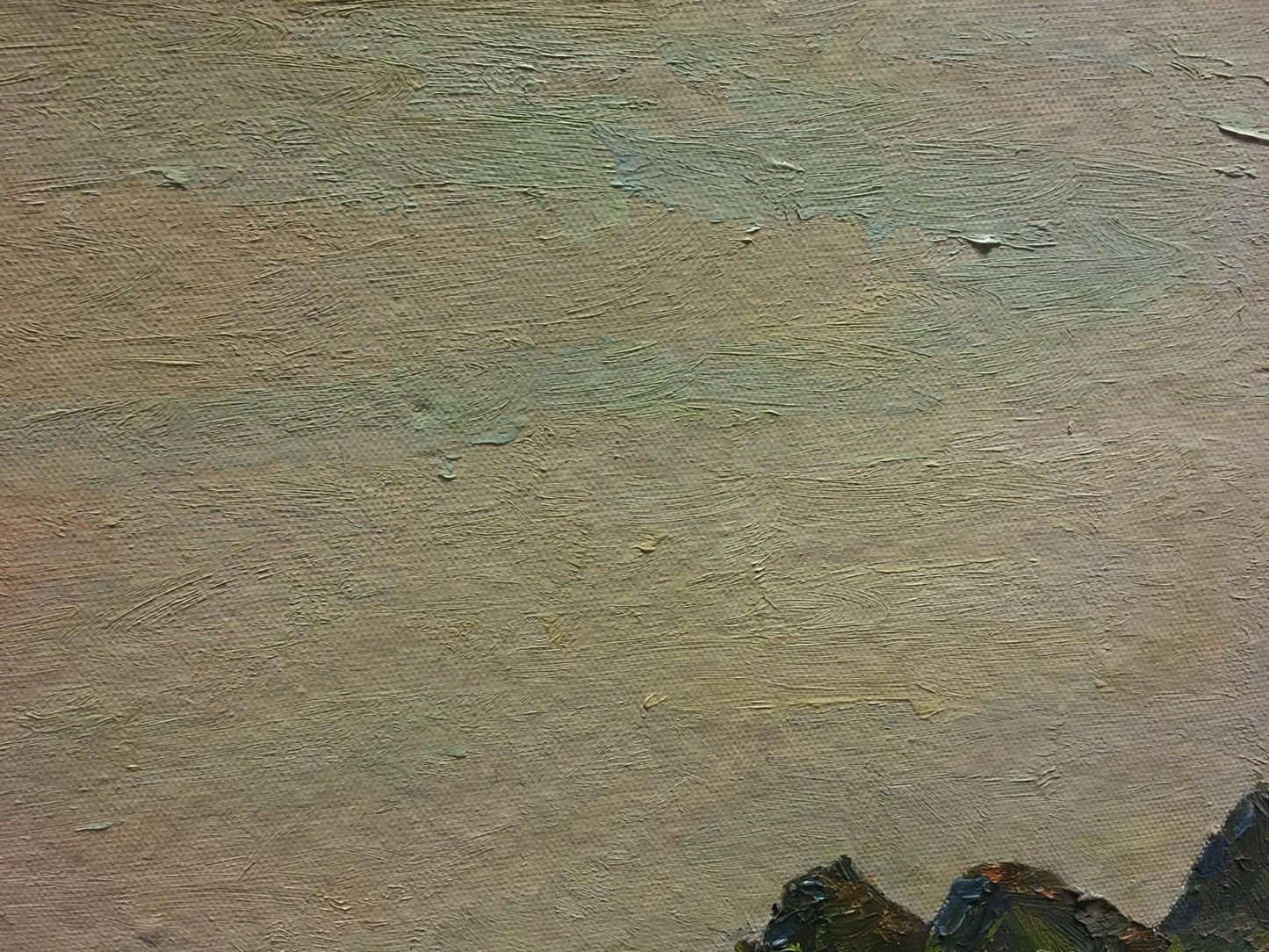 Oil painting Landscape and village in the distance Unknown artist