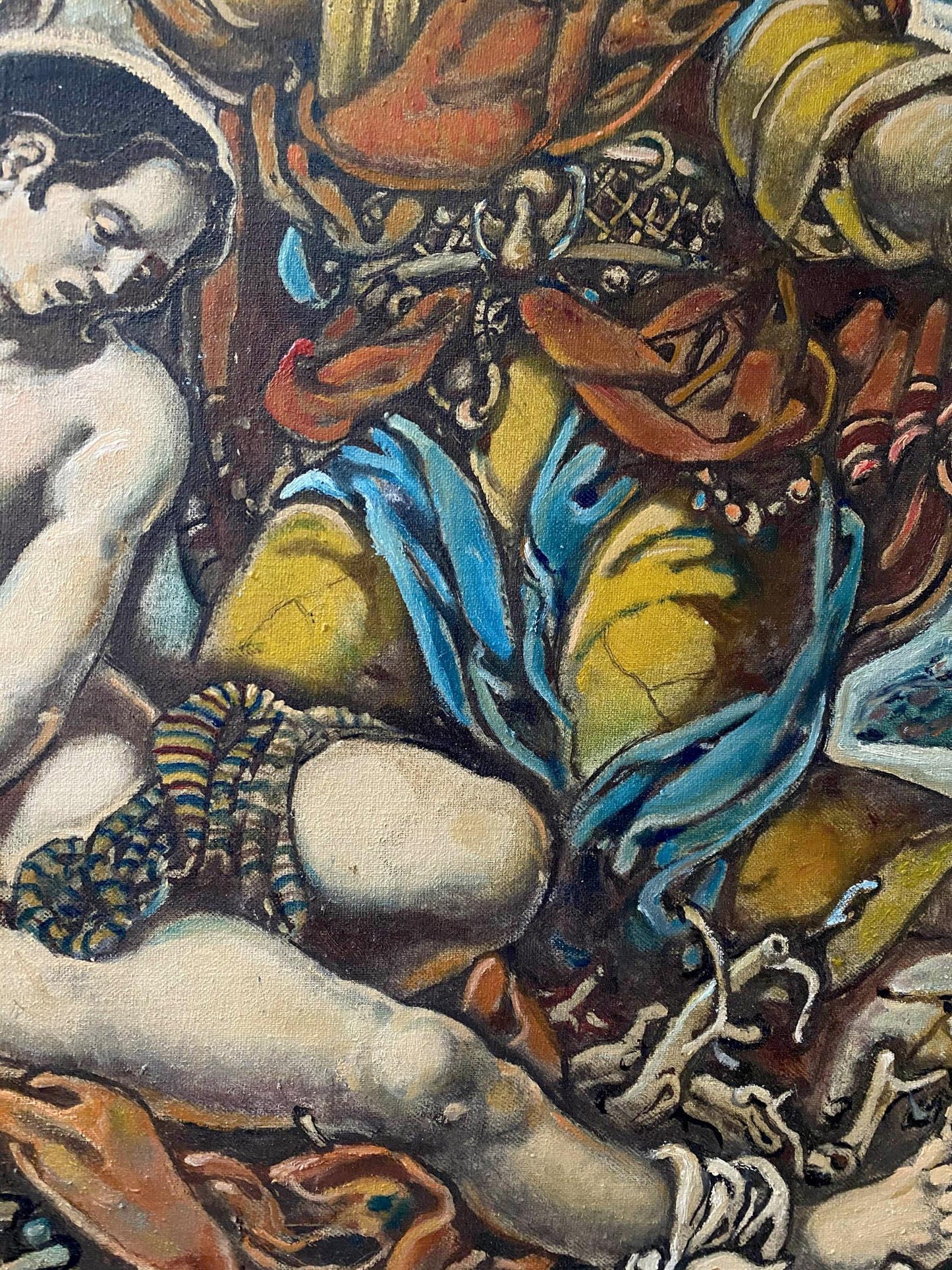 Oil painting Abraham's sacrifice and angels nearby Oleg Litvinov
