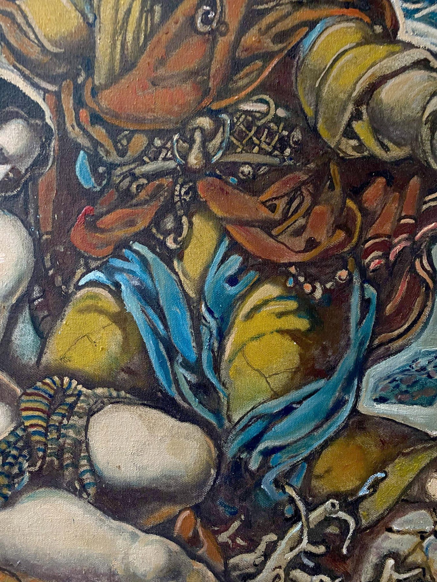 Oil painting Abraham's sacrifice and angels nearby Oleg Litvinov