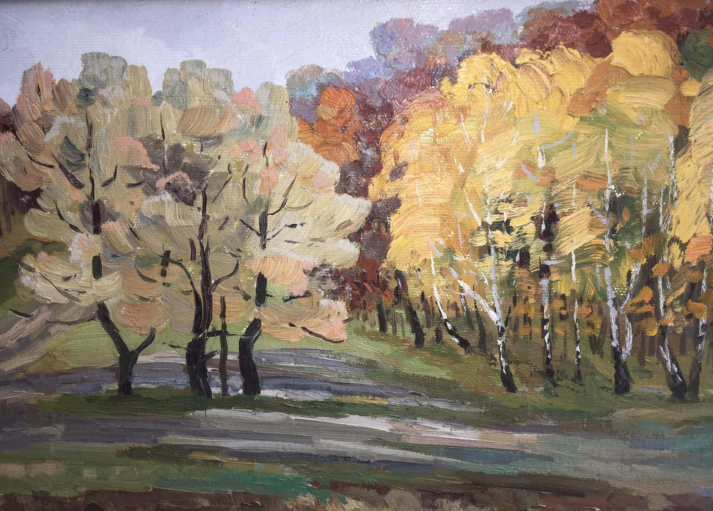 Autumn forest oil painting