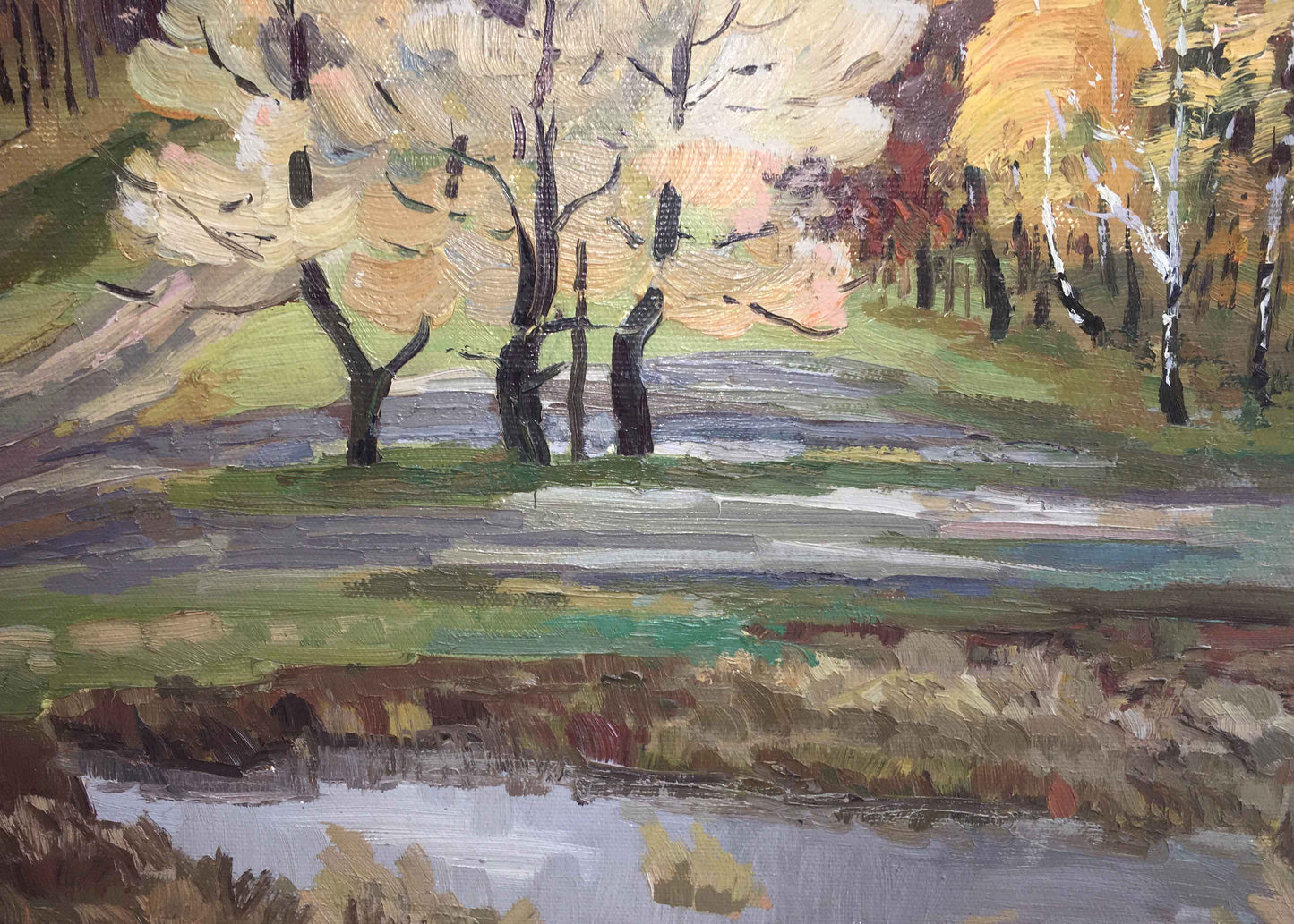 Autumn forest oil painting