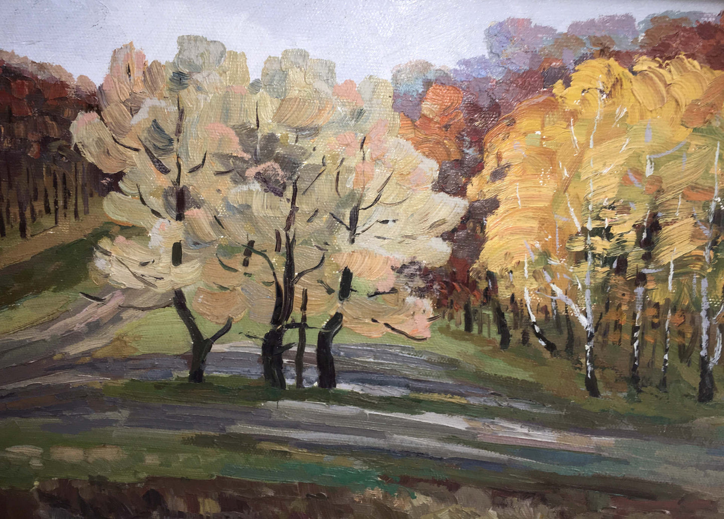 Autumn forest oil painting