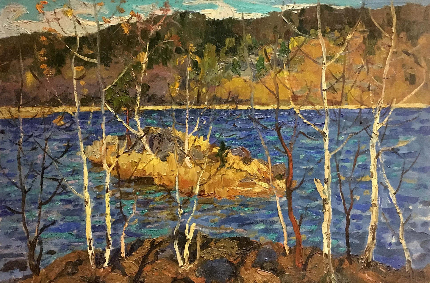 Oil painting River in autumn Vladimir Korostelev
