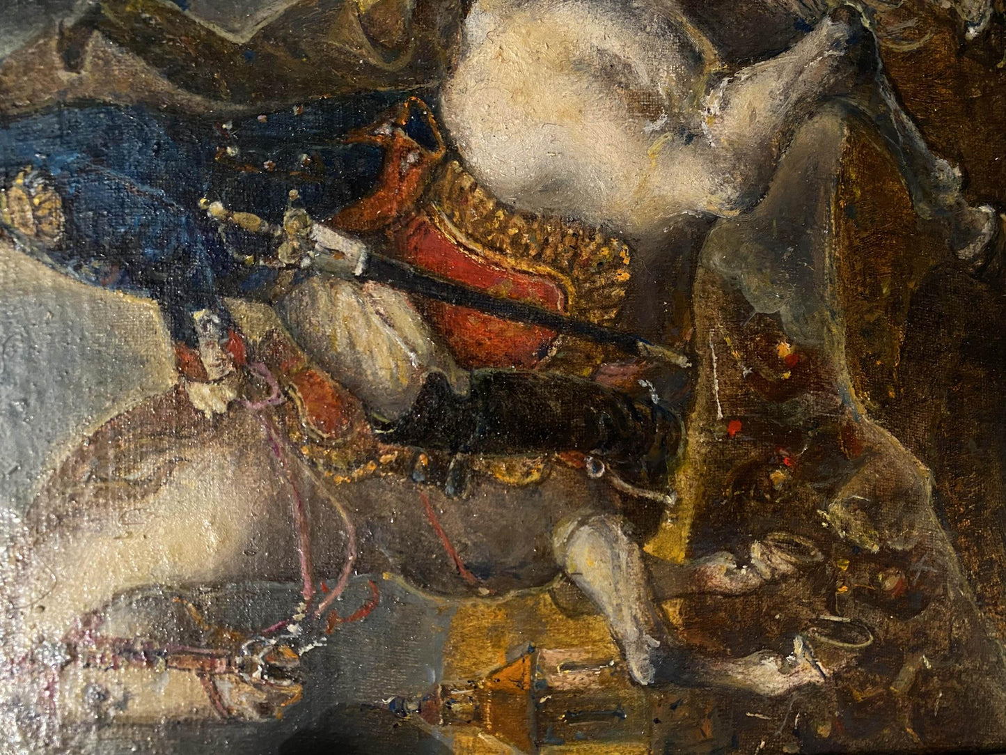 Oleg Litvinov's oil painting features a portrait of Napoleon atop a horse