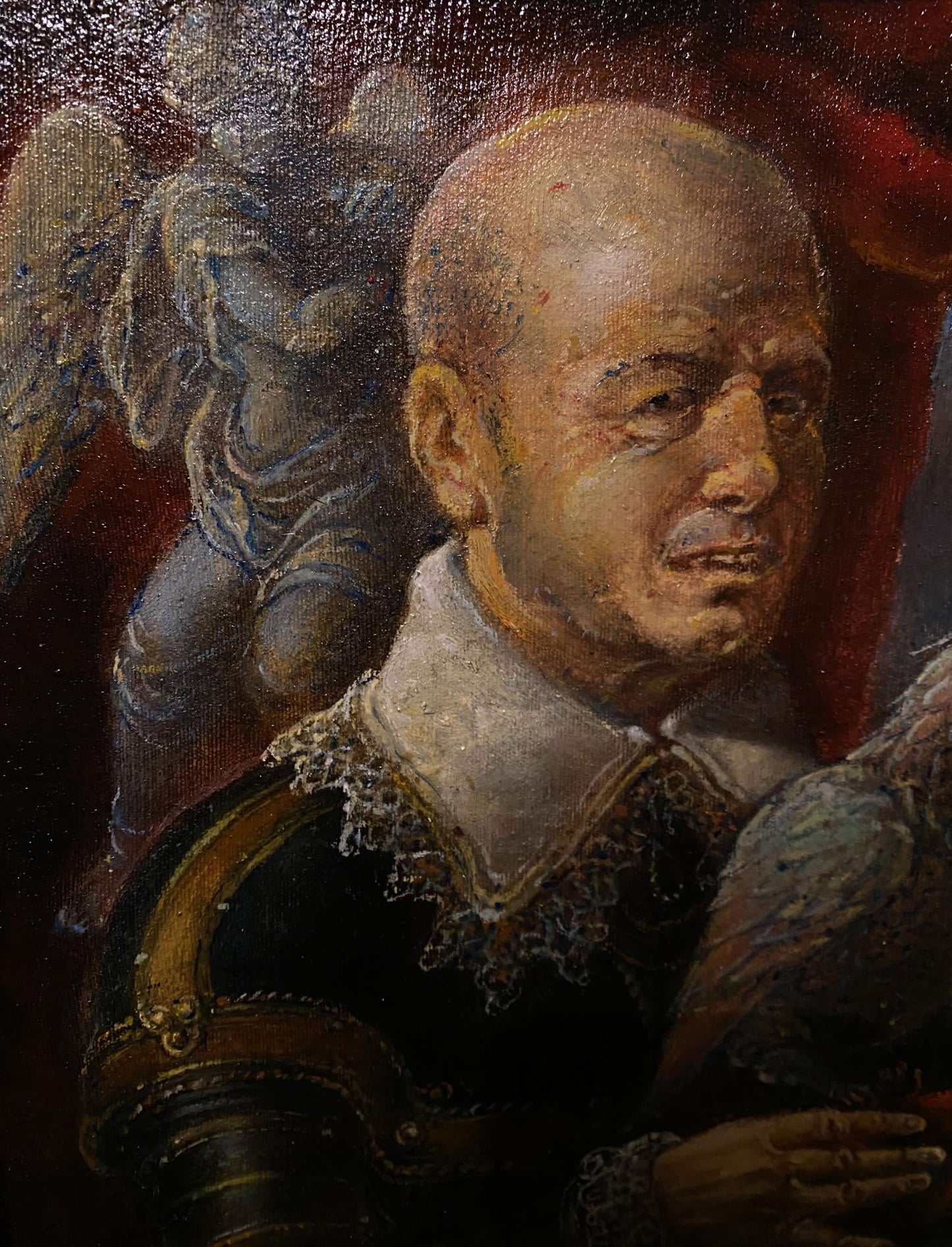 Oil painting Portrait with a parrot Litvinov Oleg Arkad'yevich