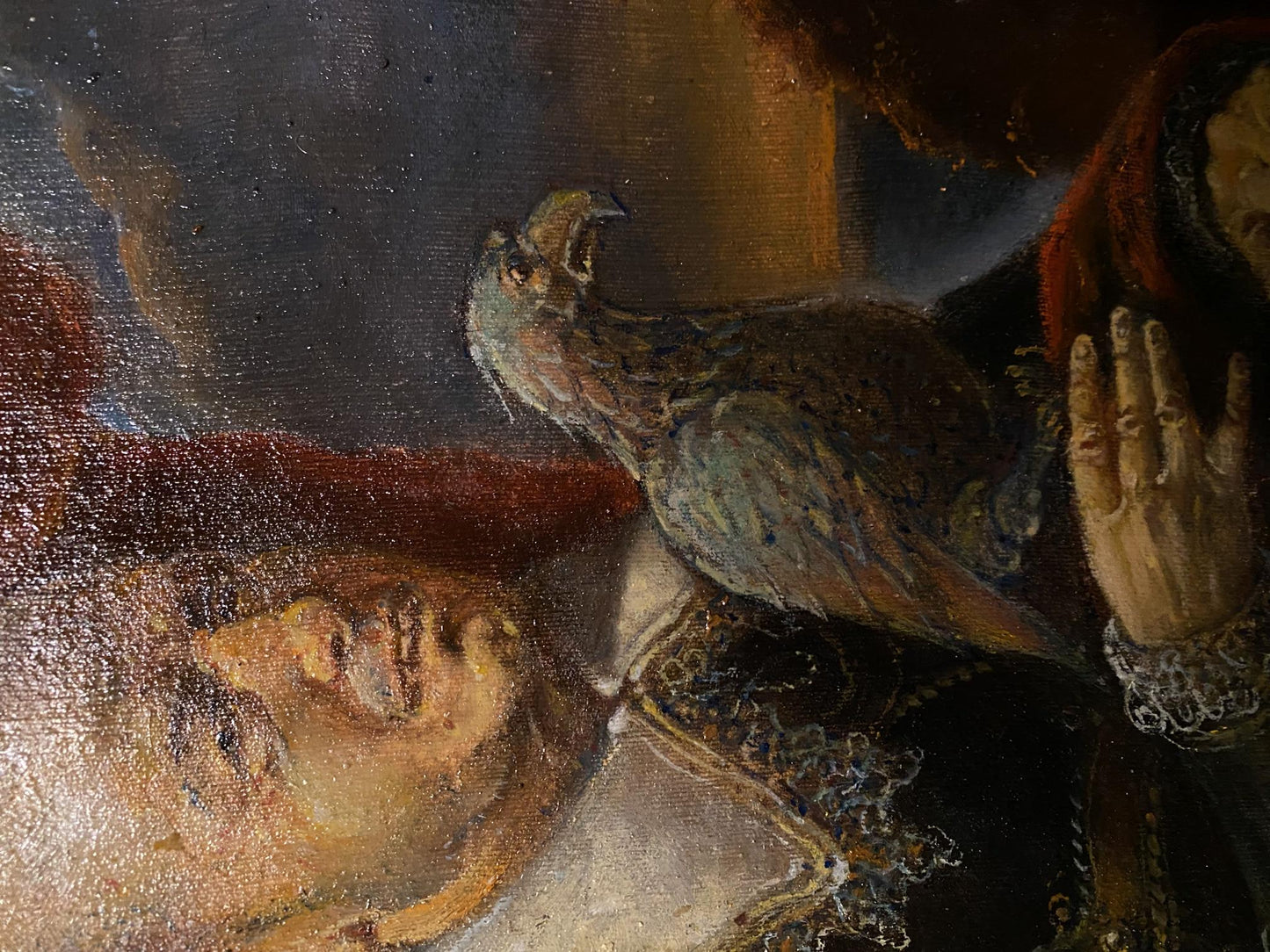 Oil painting Portrait with a parrot Litvinov Oleg Arkad'yevich