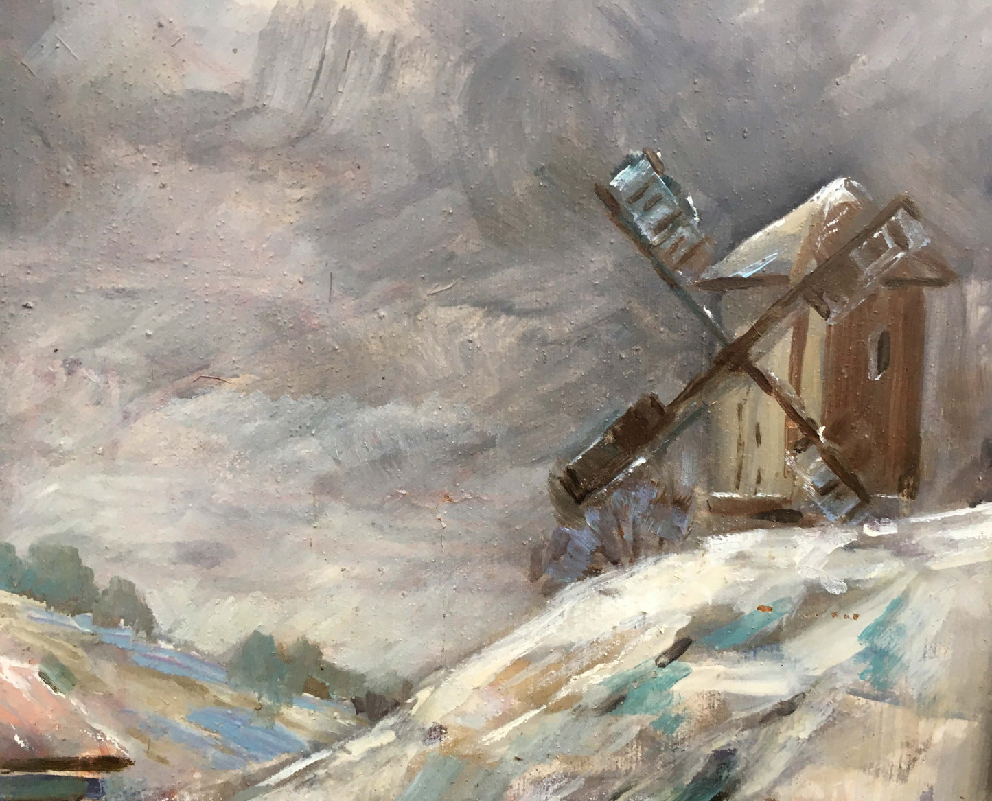 Winter landscape oil painting