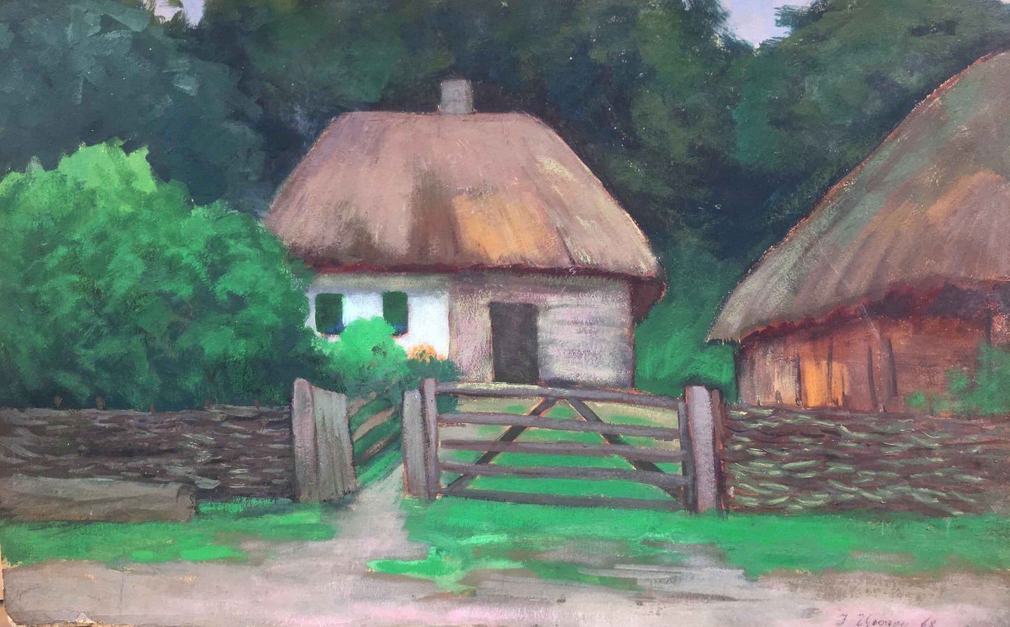 Gouache painting old houses Ivan Kirillovich Zyupka