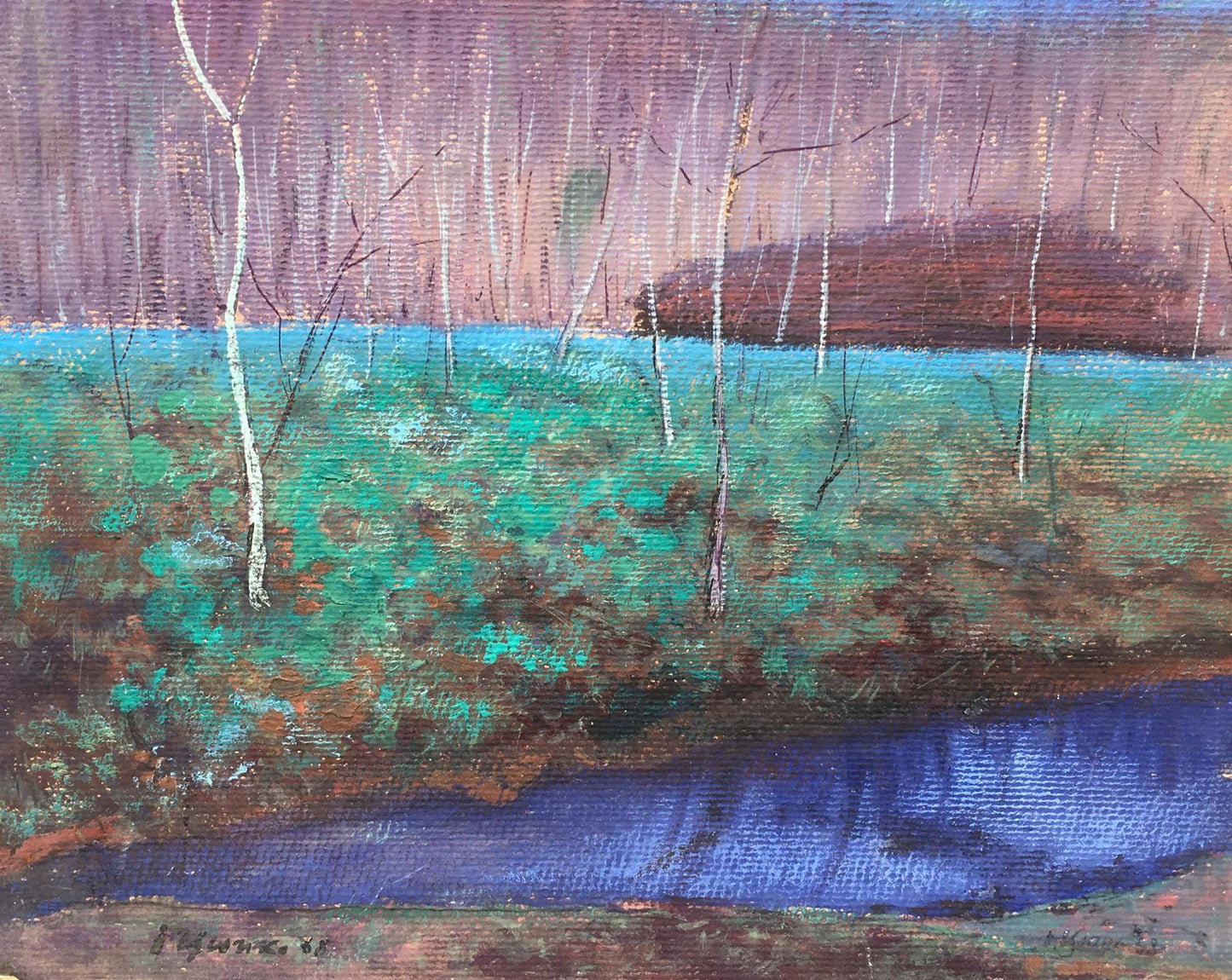 Gouache painting Birch forest Tsyupka Ivan Kirillovich