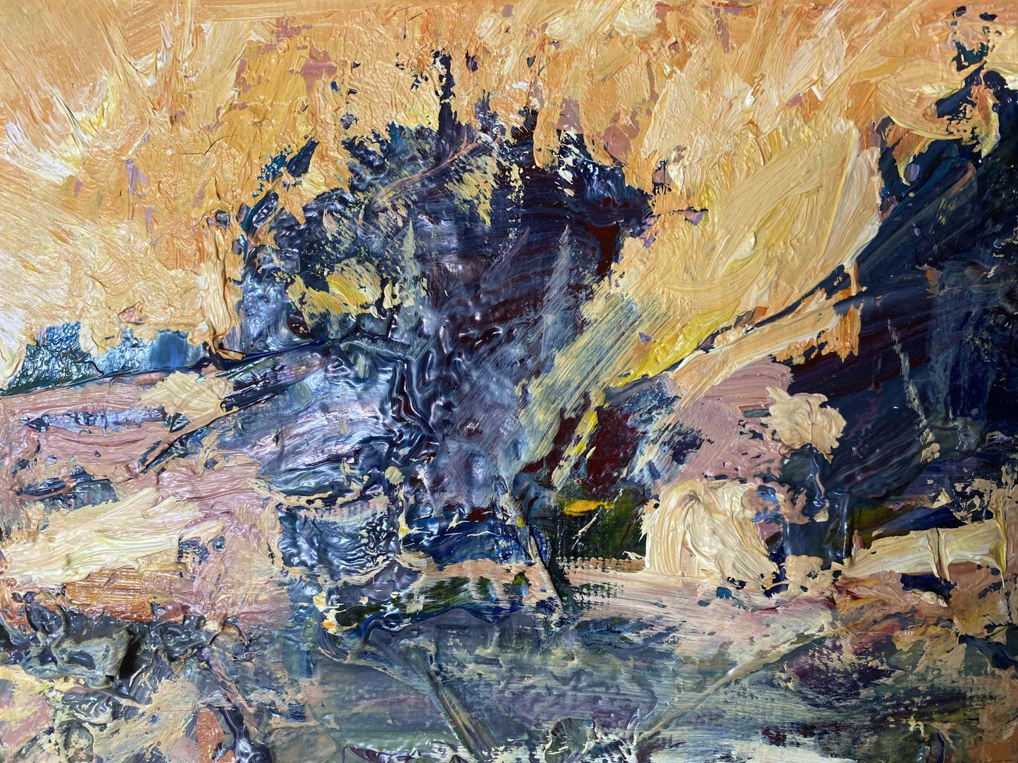 Abstract Oil painting Bright yellow sunset Vladimir Mazur