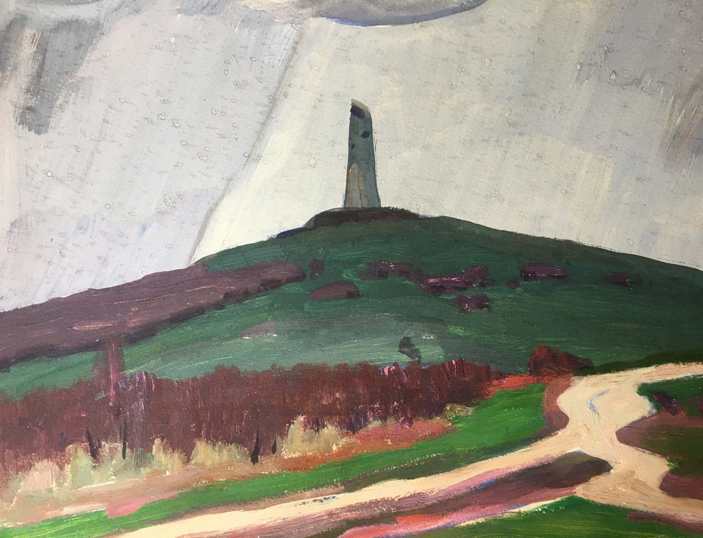 Gouache painting Monument on a hill Vladimir Chernikov