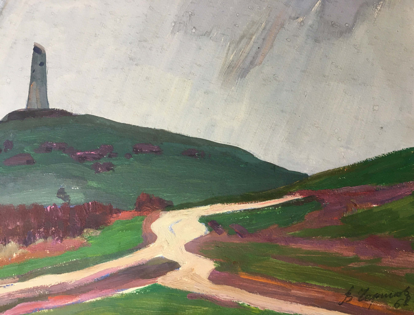 Gouache painting Monument on a hill Vladimir Chernikov