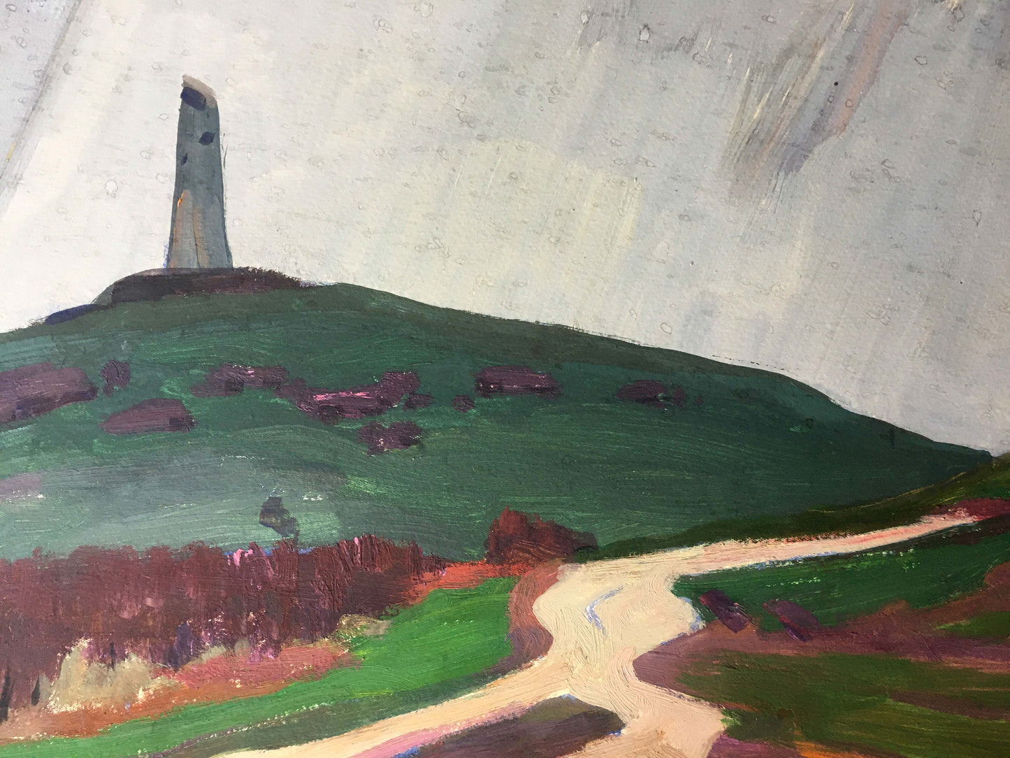 Gouache painting Monument on a hill Vladimir Chernikov