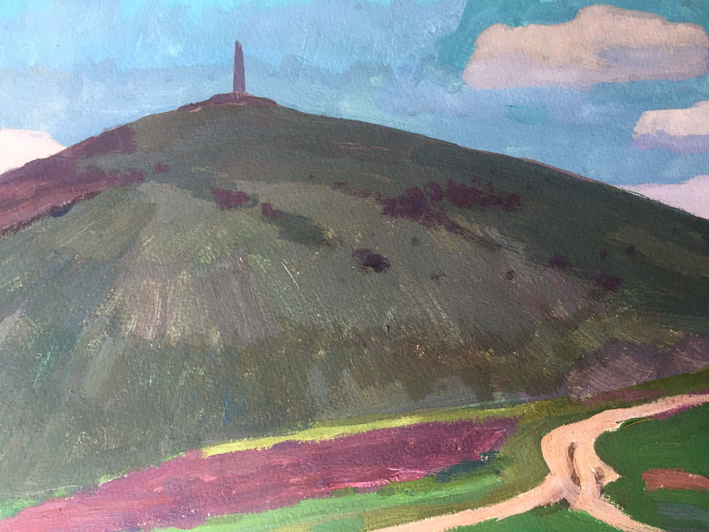 Gouache painting depicting a "Mountain Landscape" by Vladimir Chernikov