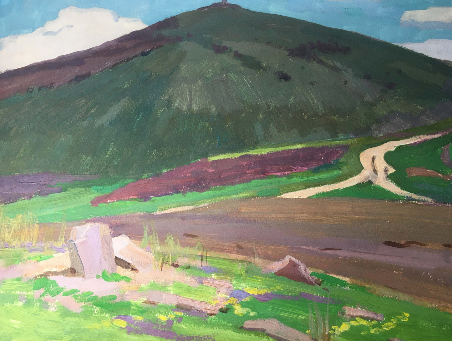 Mountain Landscape portrayed in a gouache painting by Vladimir Chernikov