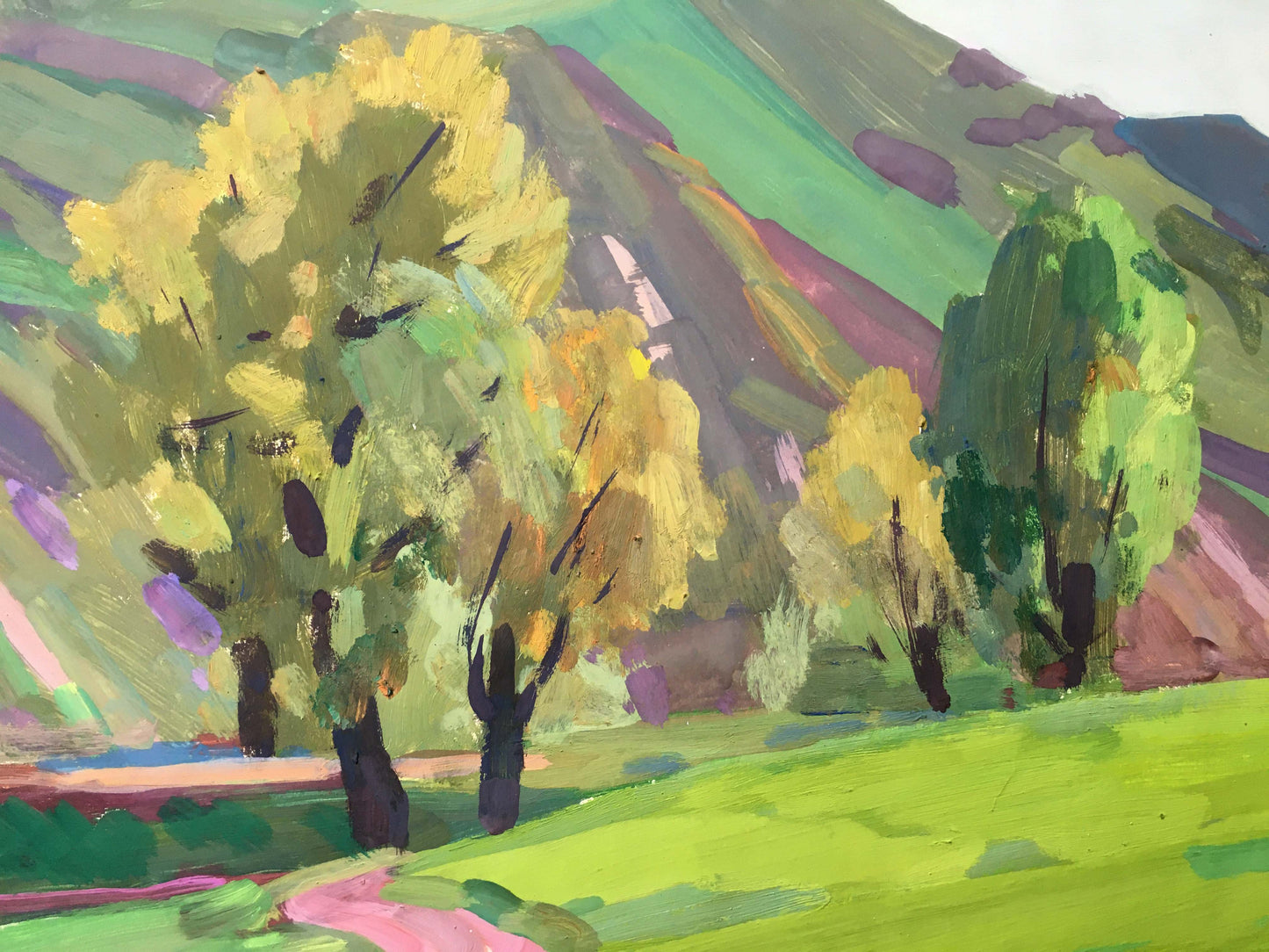 Gouache painting Near the mountain Chernikov Vladimir Mikhailovich