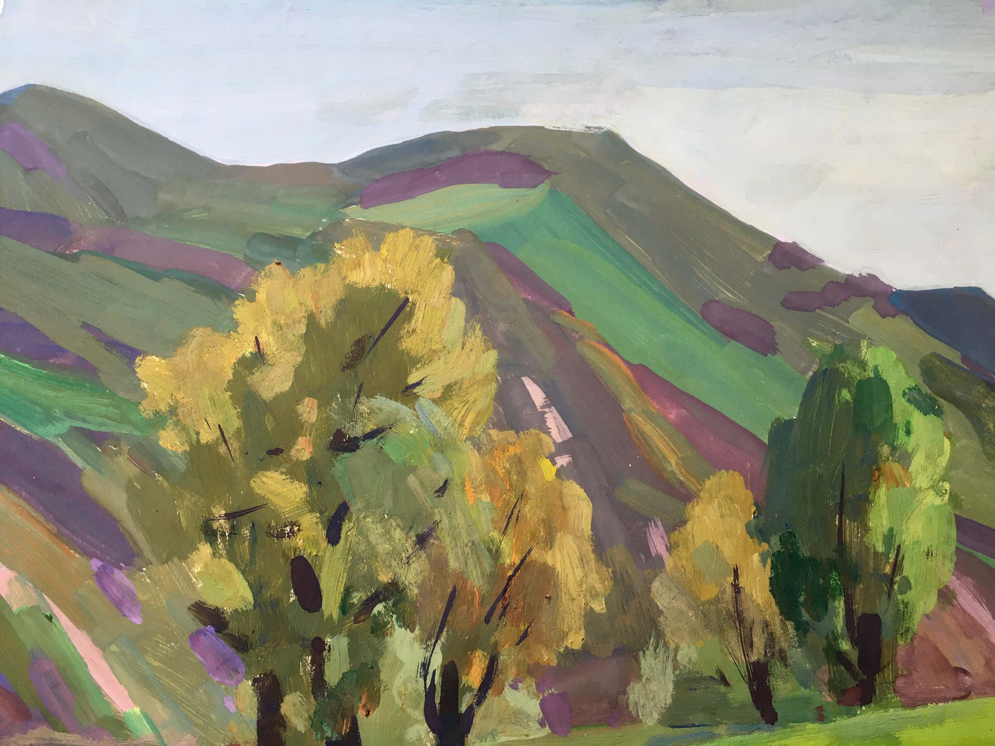 Gouache painting Near the mountain Chernikov Vladimir Mikhailovich