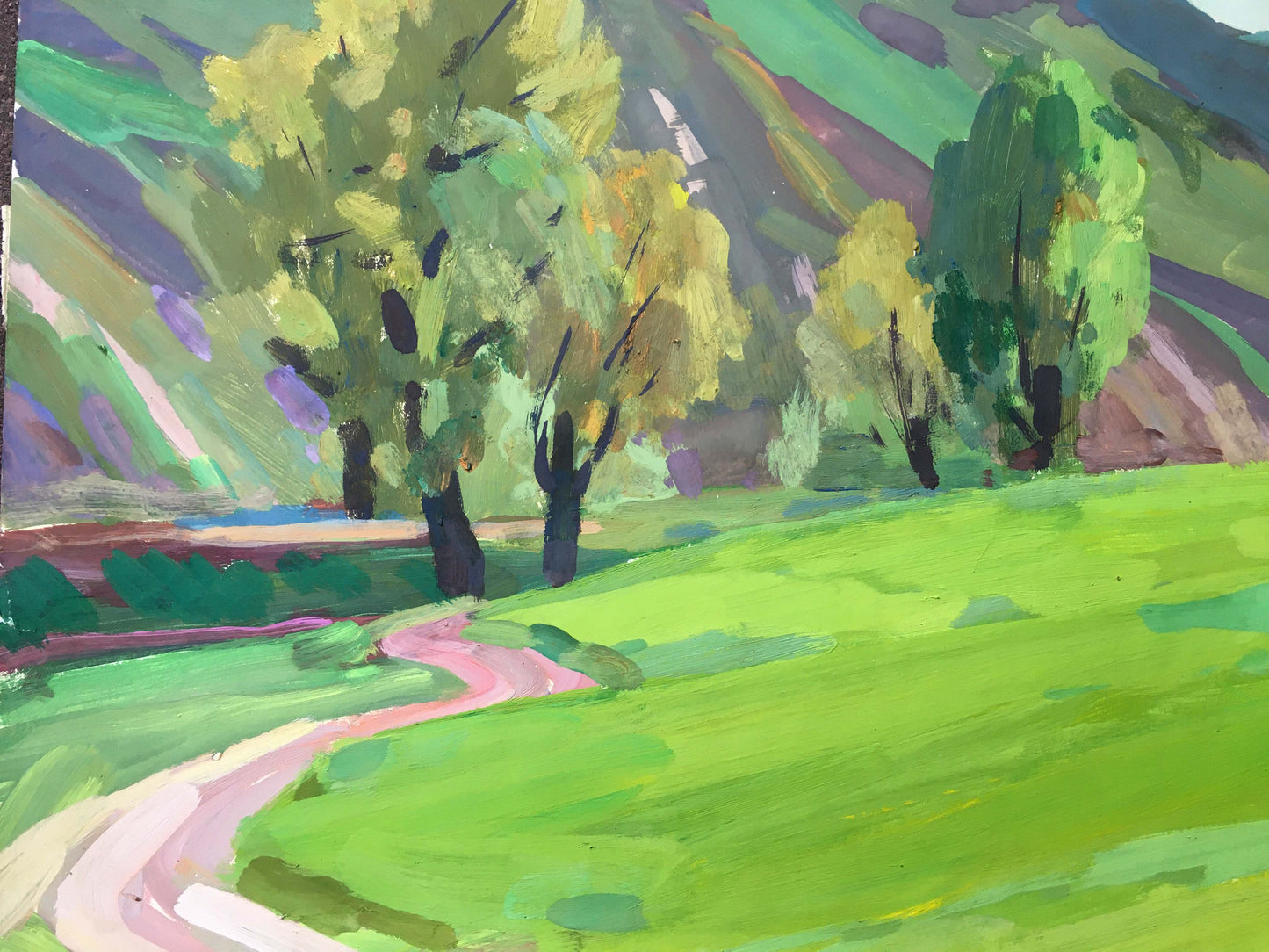 Gouache painting Near the mountain Chernikov Vladimir Mikhailovich