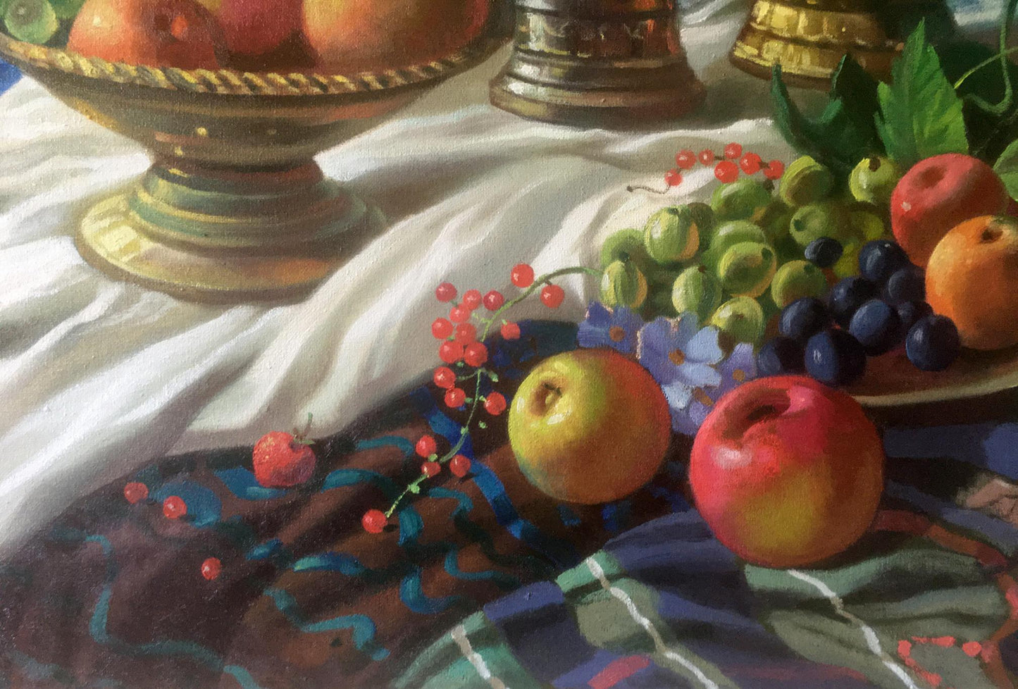 Oil painting Bouquet of flowers and grapes Anatoly Tarabanov