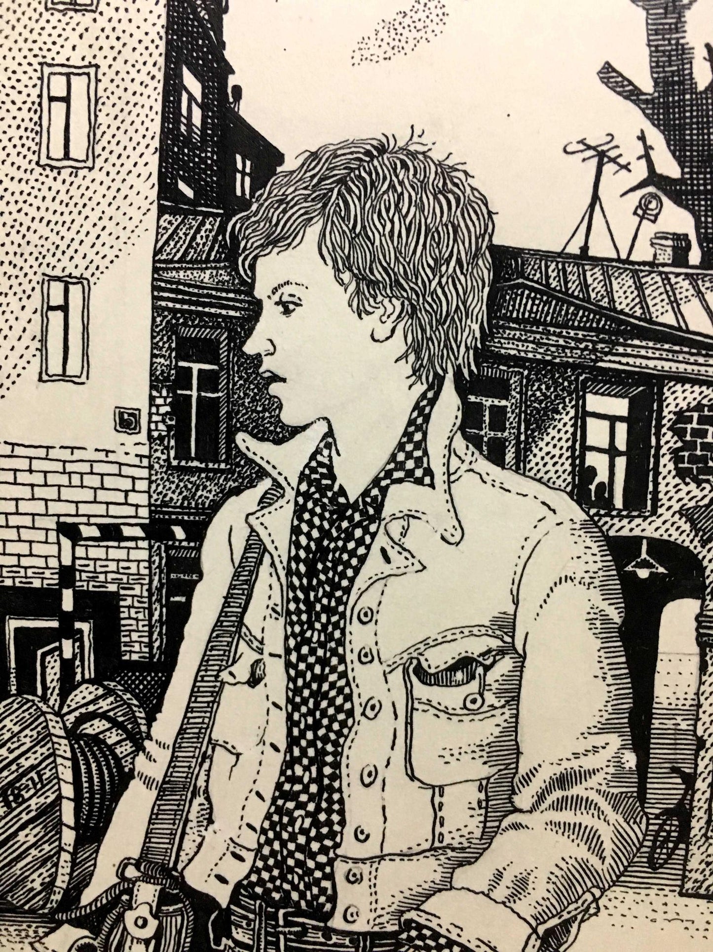 Ink pen painting sketches for a book portrait of a man Litvinov Alexander Semenovich