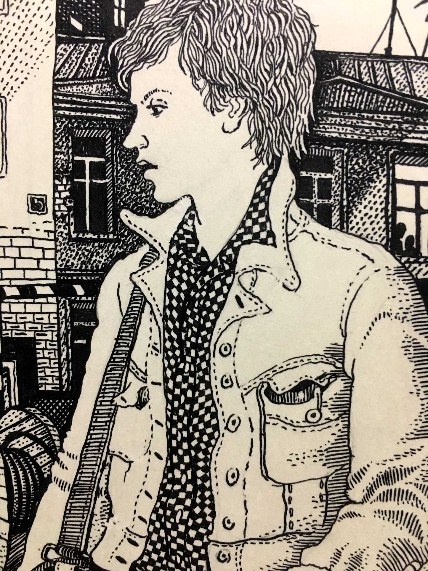 Ink pen painting sketches for a book portrait of a man Litvinov Alexander Semenovich