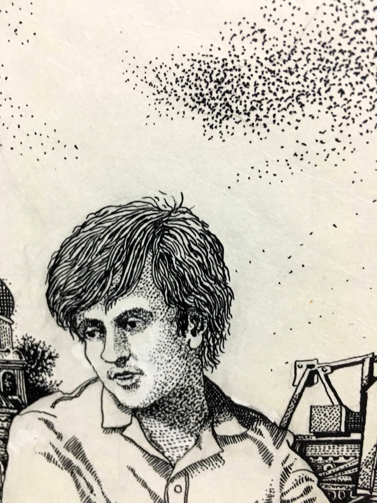 Ink pen painting graphics sketches for a book portrait of a man Litvinov Alexander Semenovich