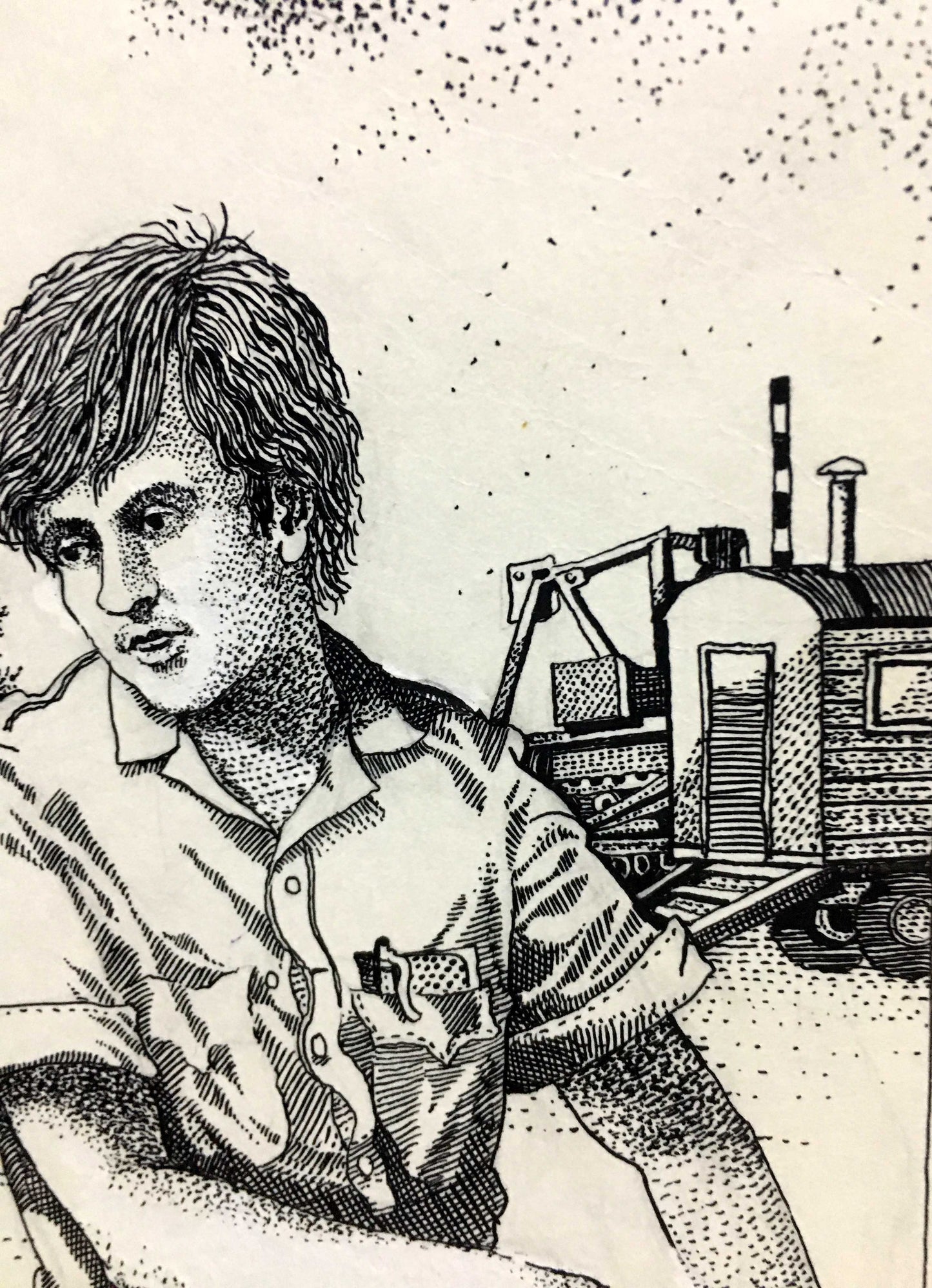 Ink pen painting graphics sketches for a book portrait of a man Litvinov Alexander Semenovich