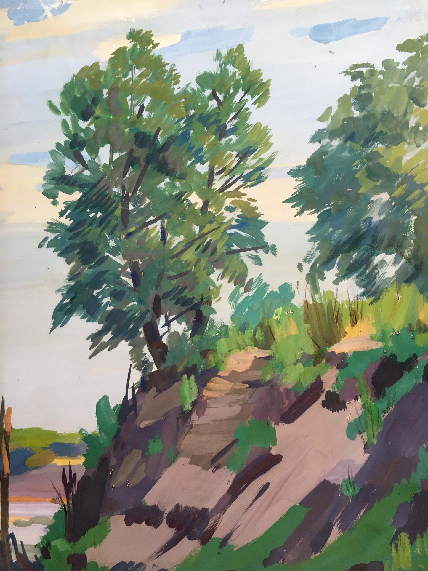 Gouache painting At a lake Chernikov Vladimir Mikhailovich