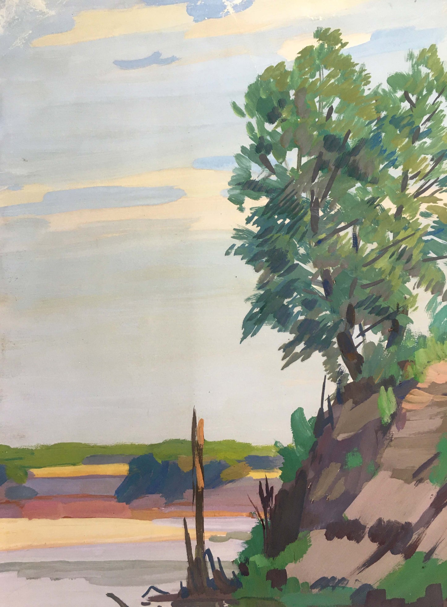 Gouache painting At a lake Chernikov Vladimir Mikhailovich