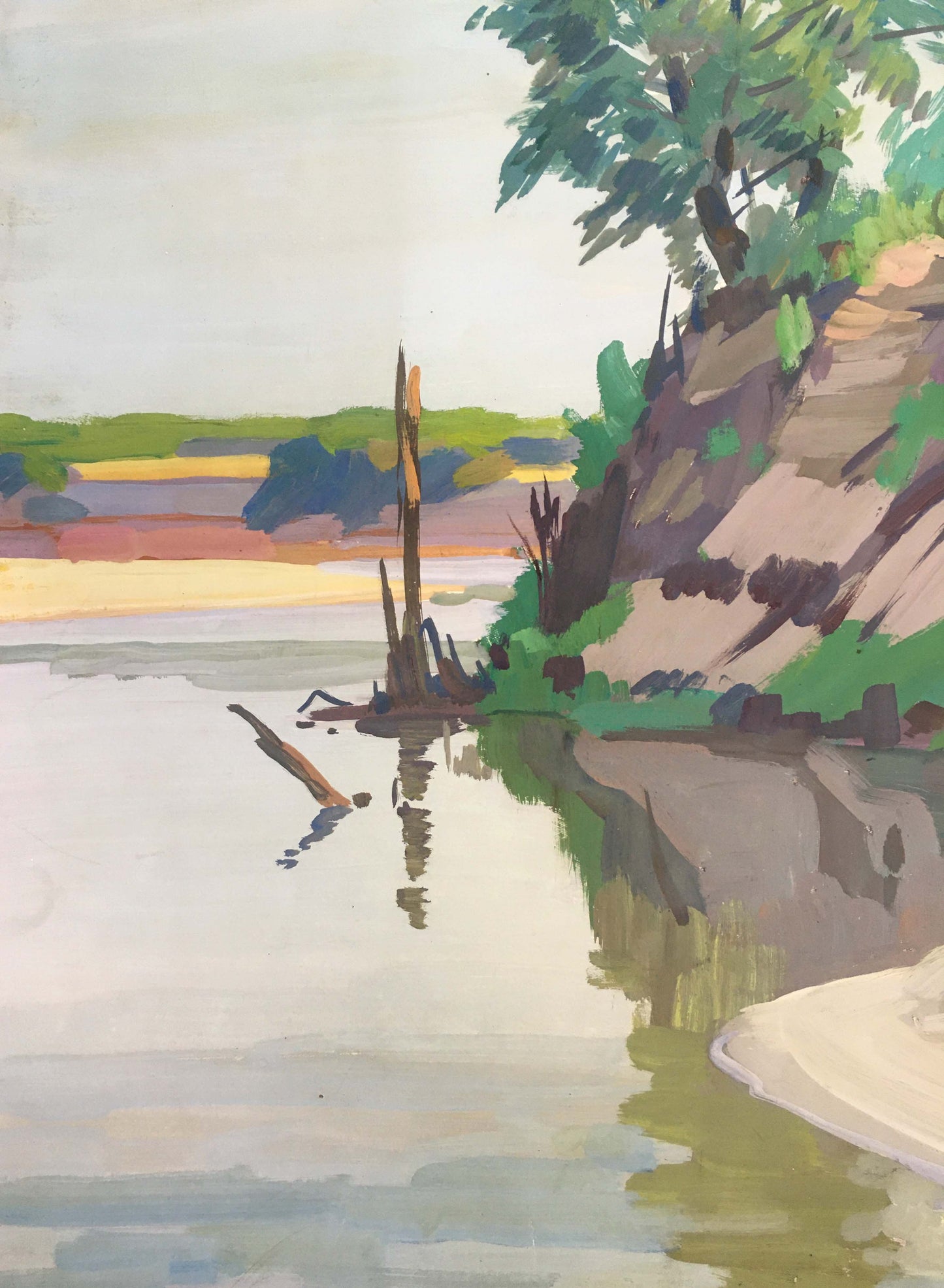 Gouache painting At a lake Chernikov Vladimir Mikhailovich