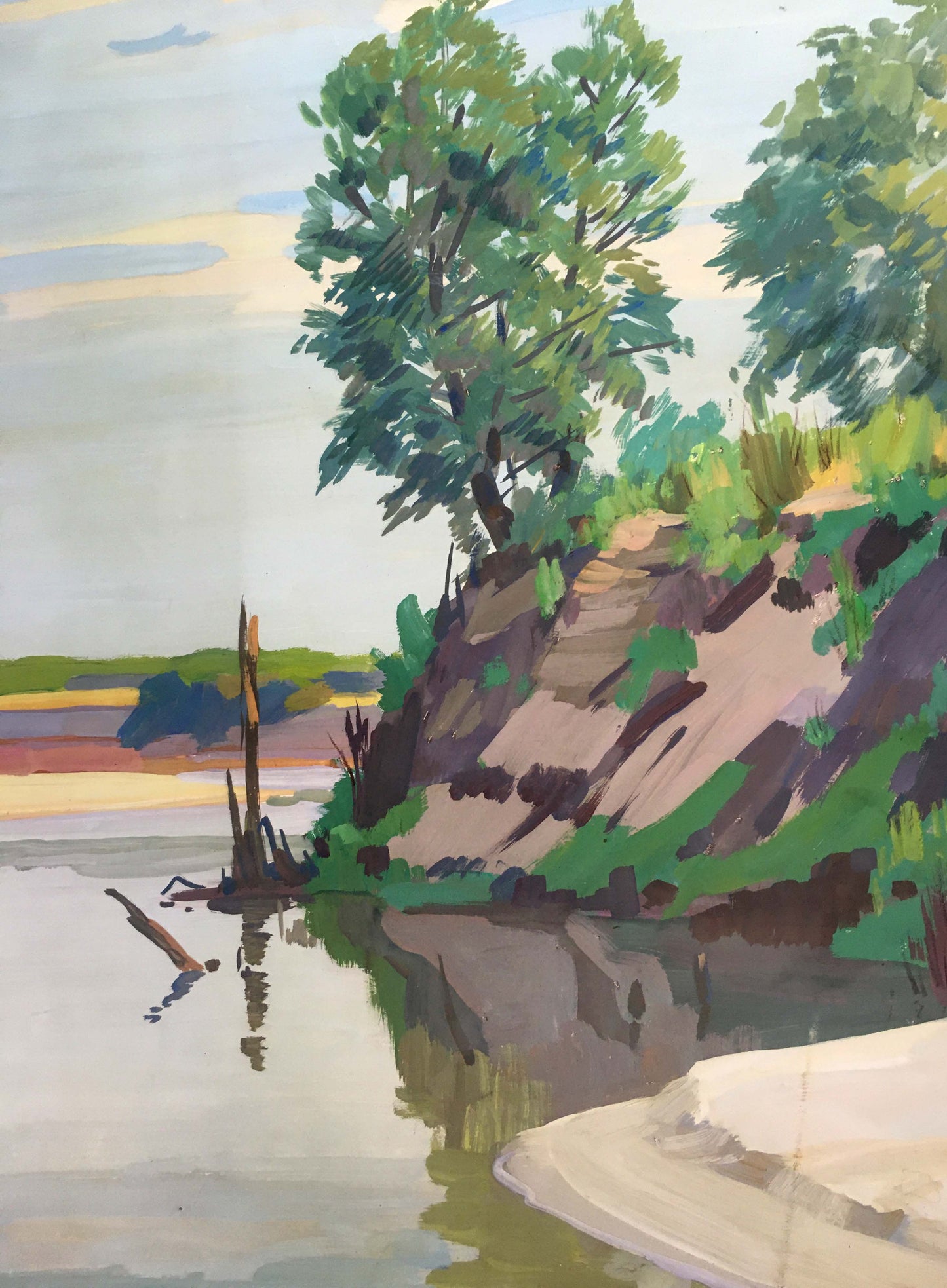 Gouache painting At a lake Chernikov Vladimir Mikhailovich